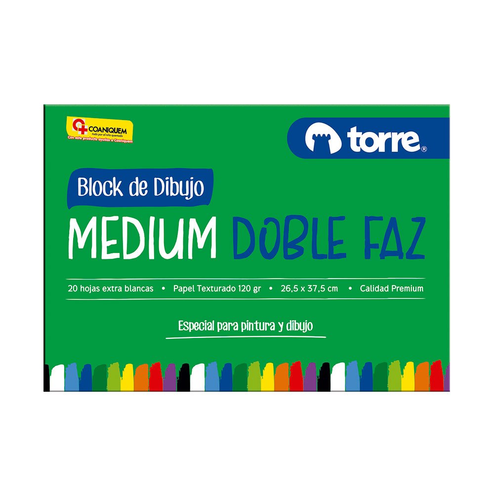 Block Dibujo Medium Doble Faz 99 1/ 8 20 Hojas Torre