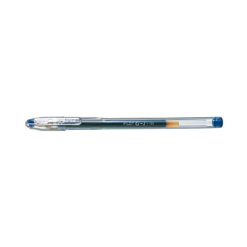 Lapiz Tinta Gel 05 Mm Azul G-1 Cuerpo Cristal Transparente Punta Metal Pilot