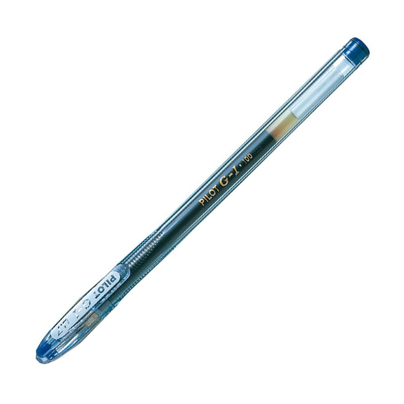 Lapiz Tinta Gel 07 Mm Azul G-1 Cuerpo Cristal Transparente Punta Metal Pilot