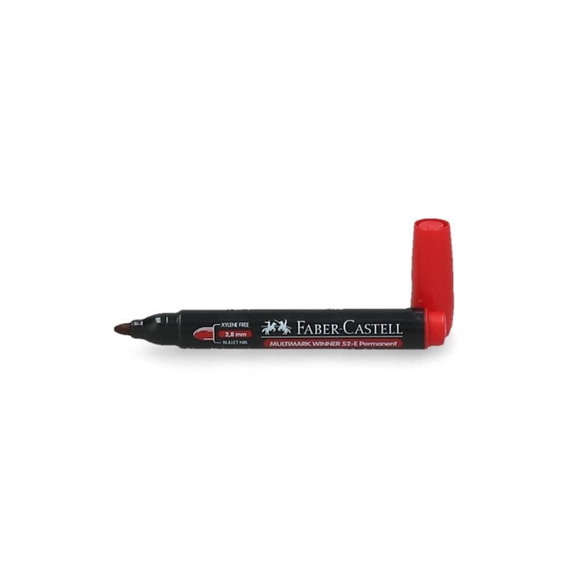 Marcador Permanente Desechable 52-E Punta Redonda Rojo Faber Castell