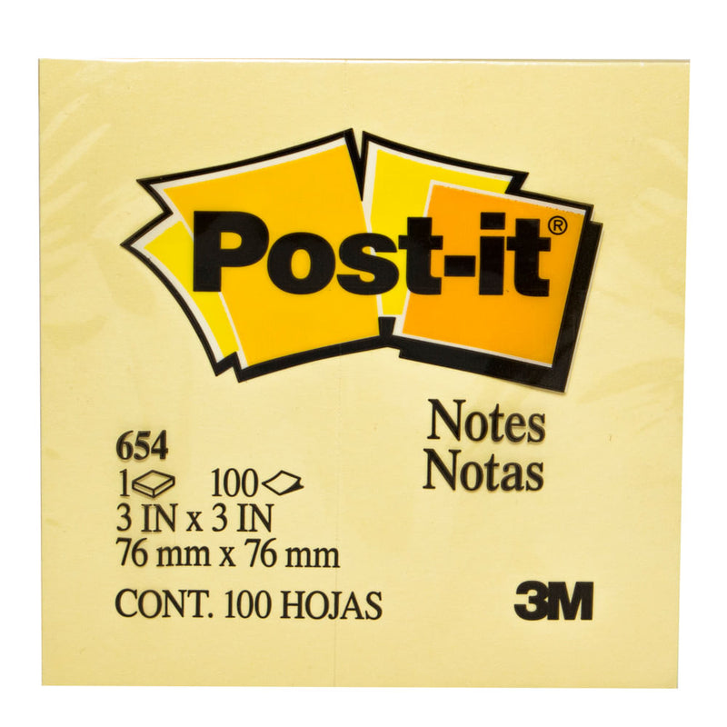 Nota Adhesiva Post-It 654 100 Hojas 1 Unidad Amarillo Post It