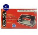 Perforadora Pequeña Metal P4 2 Perforaciones Negro Base Plastica Para 10 Hojas Colon