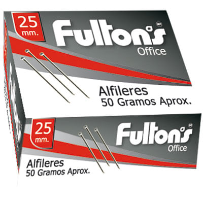 Alfiler Metalico 25 Mm Cromado Caja 50 Gramos Office Fultons