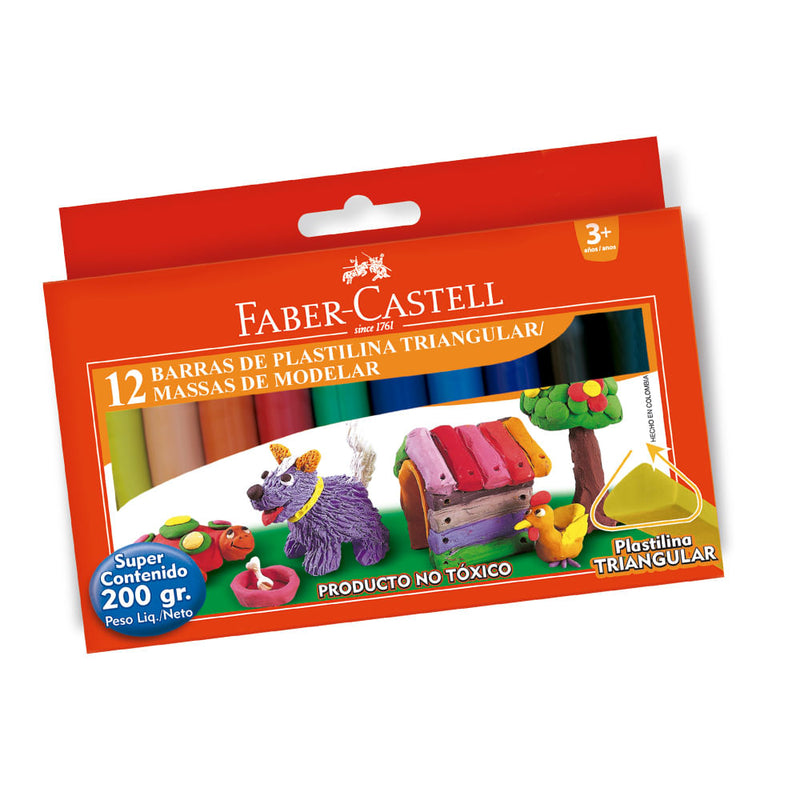 Plasticina Triangular 12 Barras De Colores Faber Castell