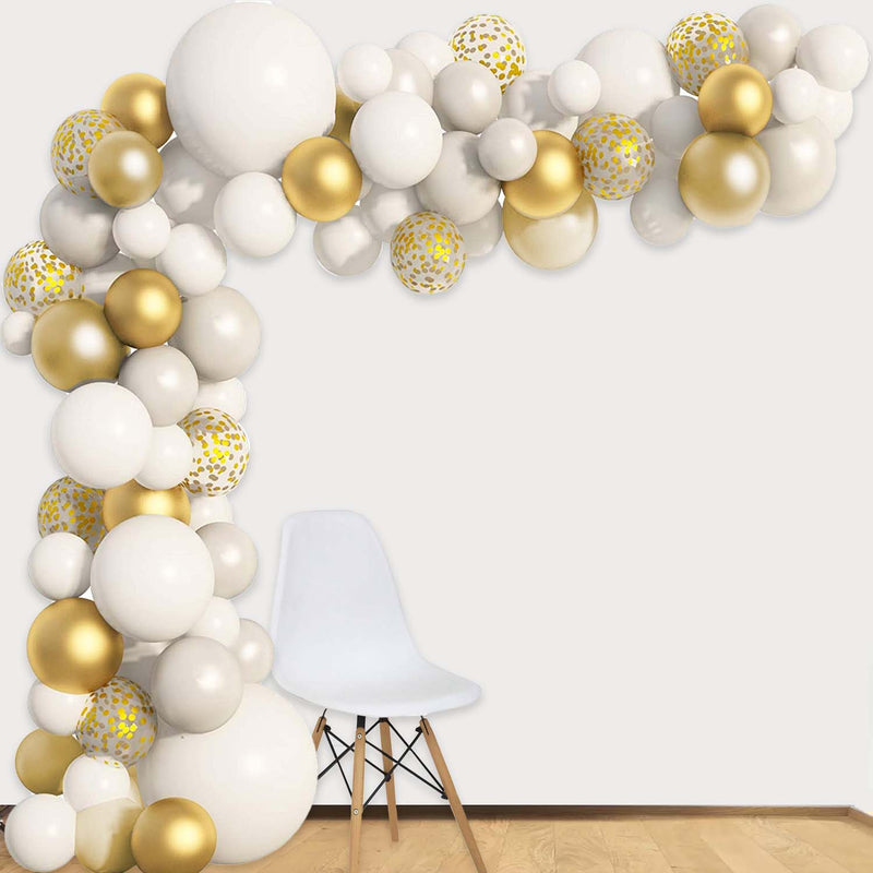 Set Decoracion Blanco-Dorado 110 Globos + Accesorios Big Party SKU: 123596