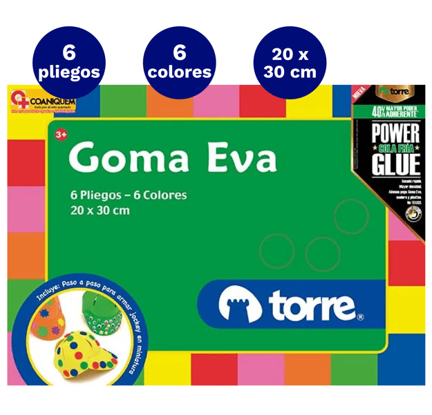 Carpeta Con  Goma Eva  6 Colores 6 Laminas Torre