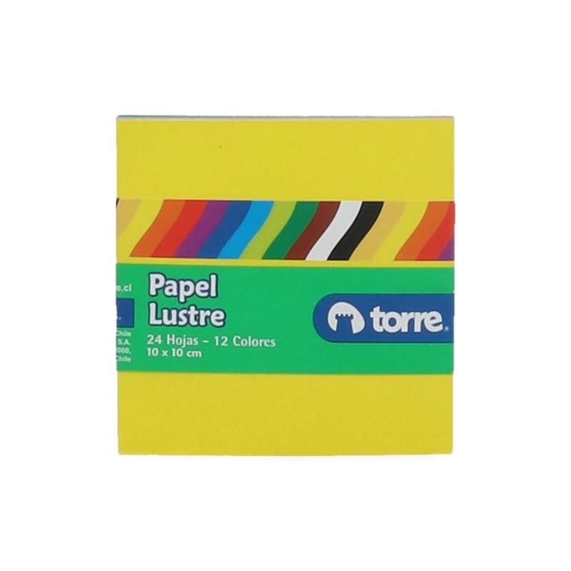 Papel Lustre 12 Colores Surtidos 24 Hojas 10 X 10 Cm Torre