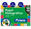 Carpeta Con Papel Holografico Imagia 5 Colores 10 Laminas Torre