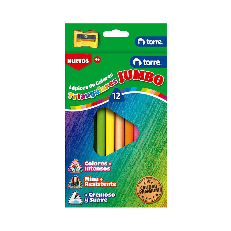 Lapices 12 Colores Jumbo Triangulares Torre