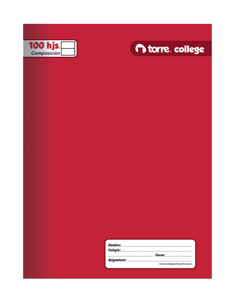 Cuaderno College Liso 100 Hojas Composicion  Torre