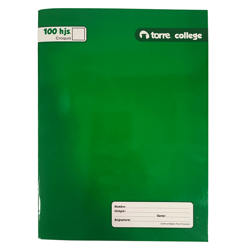 Cuaderno  College Liso Croquis 100 Hojas Torre