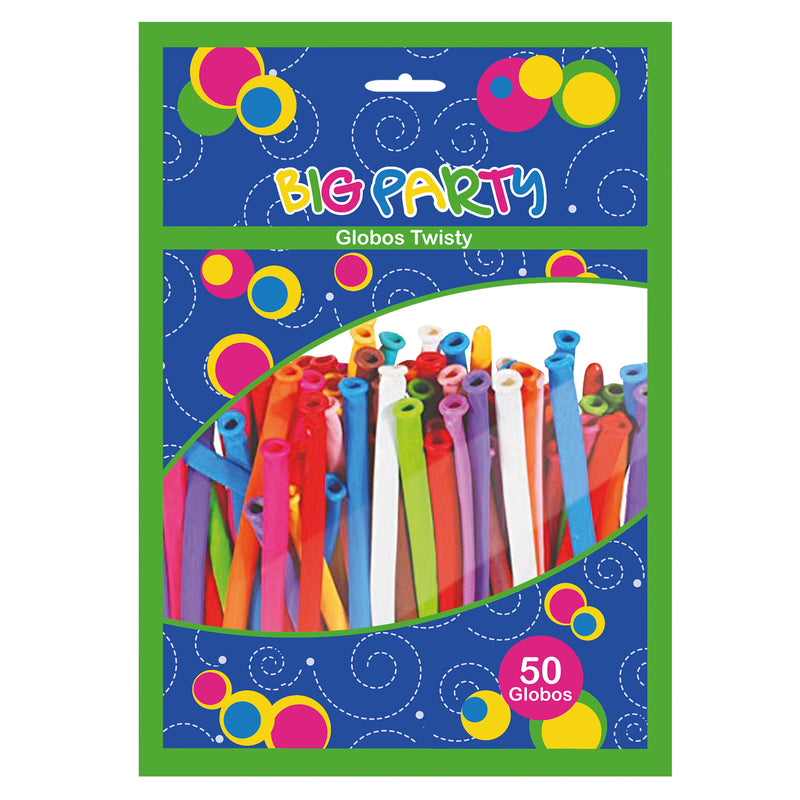 Globos Figuras Largos Colores Surtidos 50 Unidades Big Party