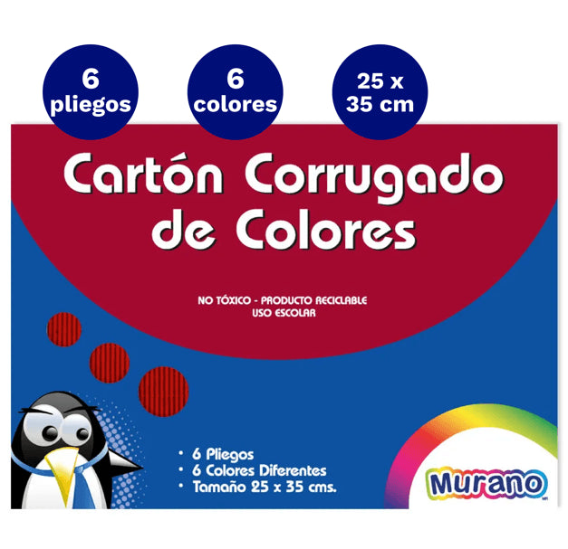 Carpeta Con Papel Carton Corrugado 6 Hojas 6 Colores Murano