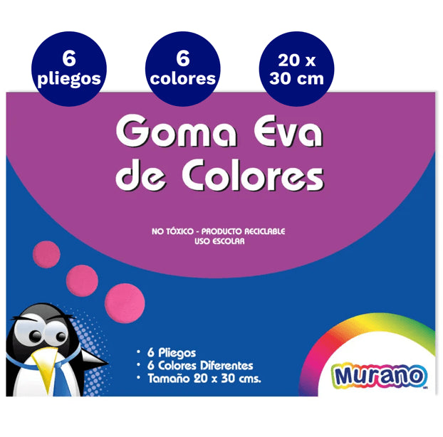 Carpeta Con  Goma Eva 6 Colores 6 Laminas Murano