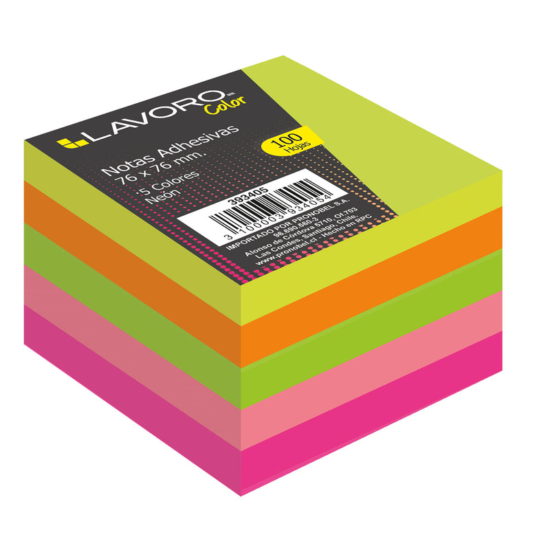 Nota Adhesiva 654 76X76 Mm 100 Unidades 5 Colores Neon Fultons