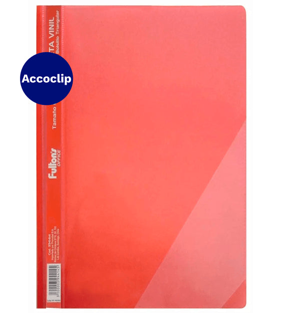 Carpeta Vinil Oficio Roja Con Accoclip Triangular y Bolsillo  Fultons