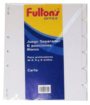 Separador Oficio Carton 6 Divisiones Blanco Fultons