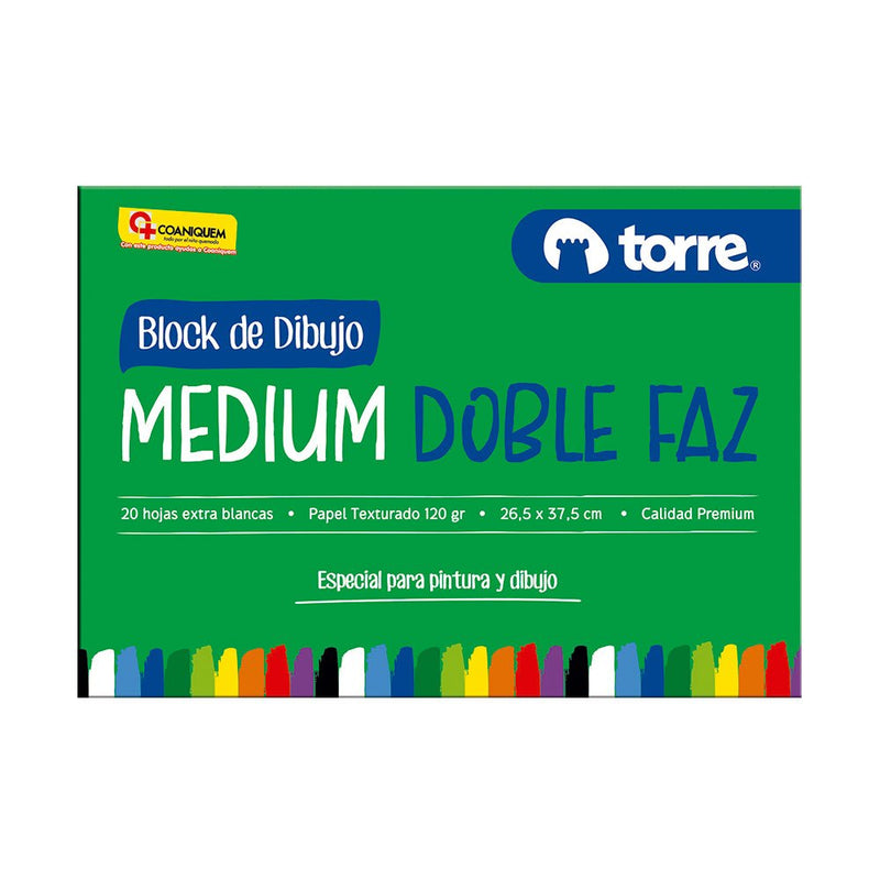 Block Dibujo Medium Doble Faz 99 1/ 8 20 Hojas Torre