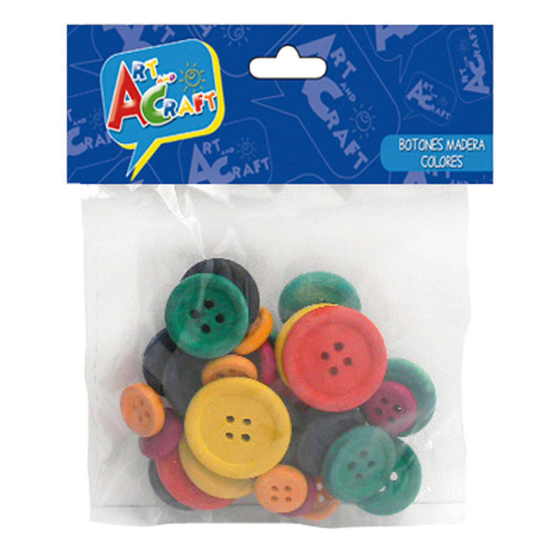 Botones Madera Colores Surtidos Bolsa  30 Pcs Art & Craft