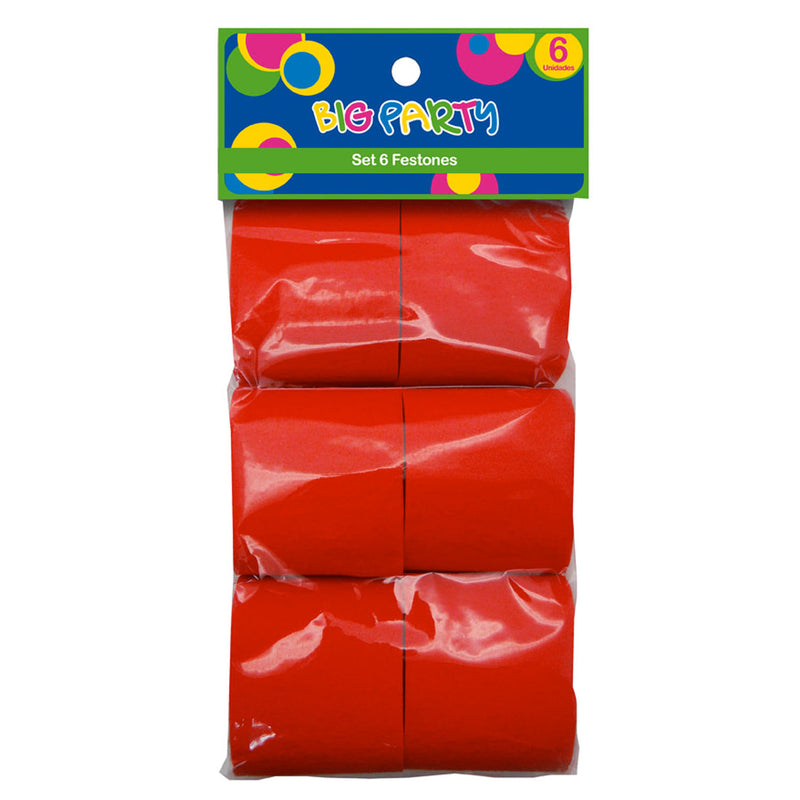 Set Festones Rojo 6 Unidades Big Party