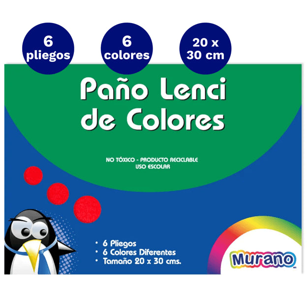 Carpeta Con  Paño Lenci 6 Colores 6 Laminas Murano