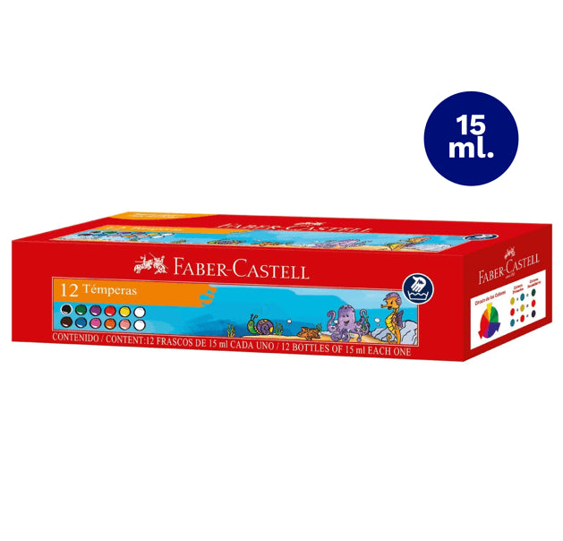 Tempera Doble Blanco 12 Colores 15 Ml Faber Castell