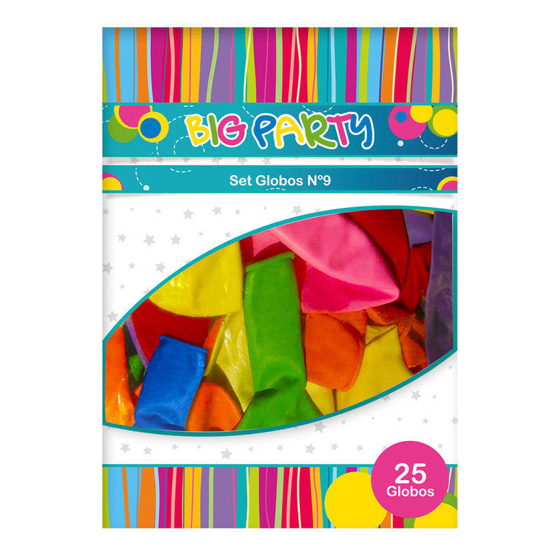 Set Globos Color Colores Surtidos  25 Unidades N°9  Big Party