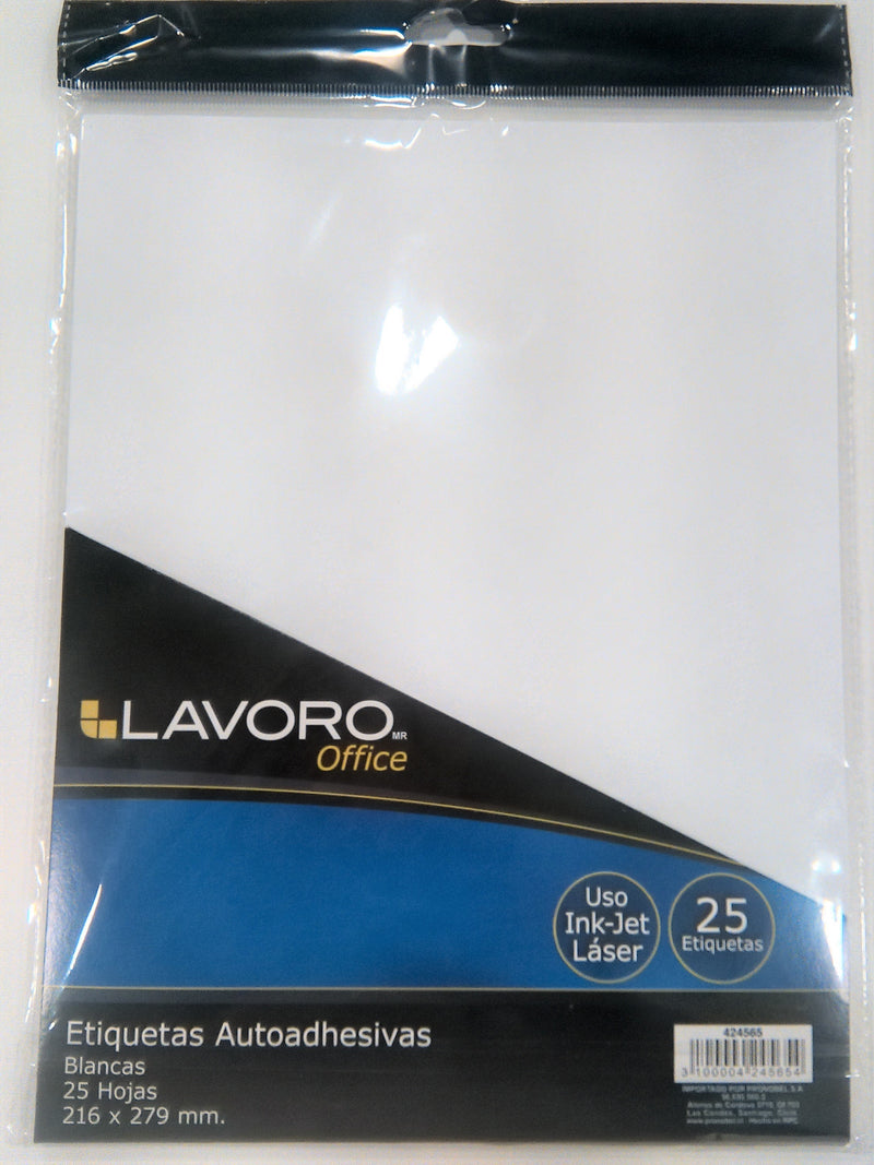 Etiqueta Formato Carta 216 X 279 Mm Blanca 25 Hojas Lavoro