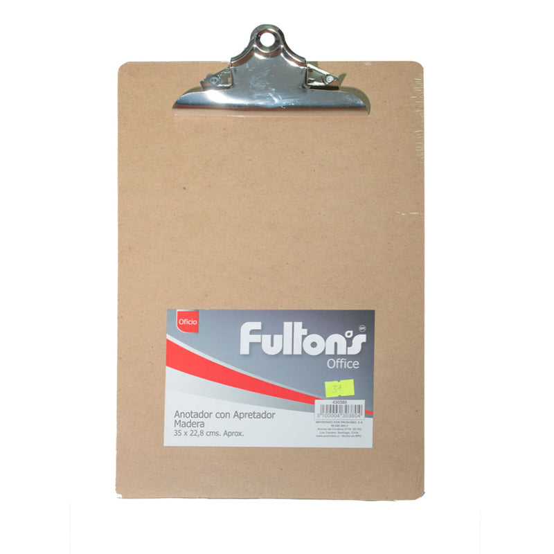 Anotador Madera Con  Apretador Metalico Oficio Fultons