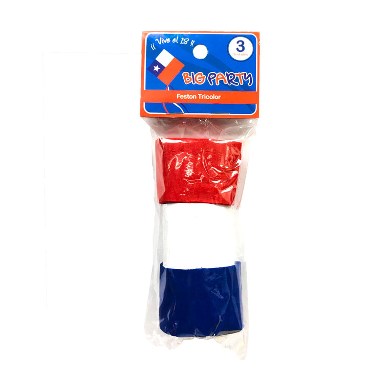 Set De 3 Unidades Feston tricolor 10 Mts X 4Cms Big Party