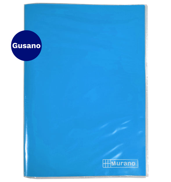 Carpeta  Plastificada Con  Gusano Oficio  Celeste Murano