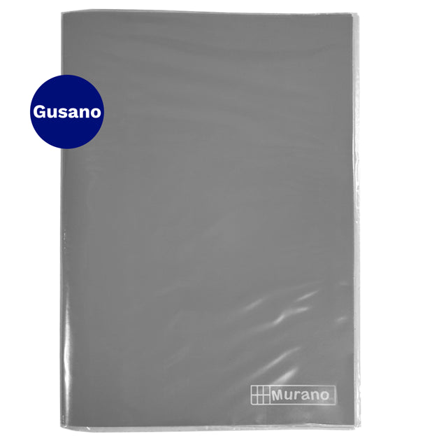 Carpeta  Plastificada Con  Gusano Oficio  Gris Murano