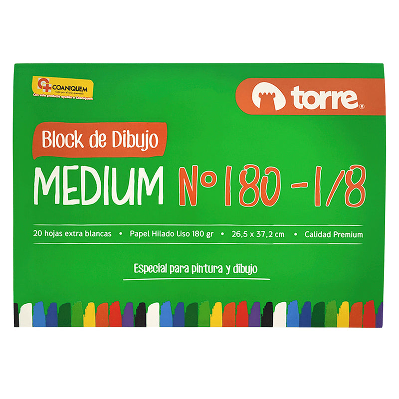 Block Dibujo Medium 180 1/8 20 Hojas Torre