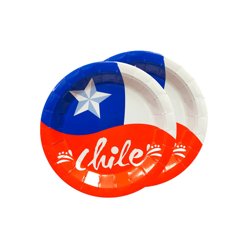 Set  Platos Polipapel 18 Cm Chile  6 Unidades Big Party