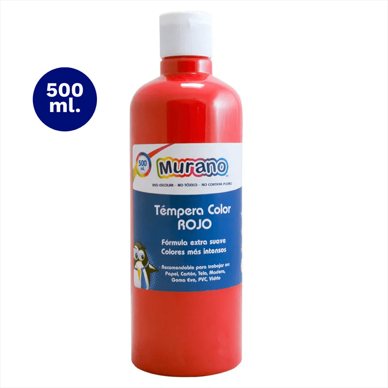 Tempera Color Rojo 500 Ml Murano