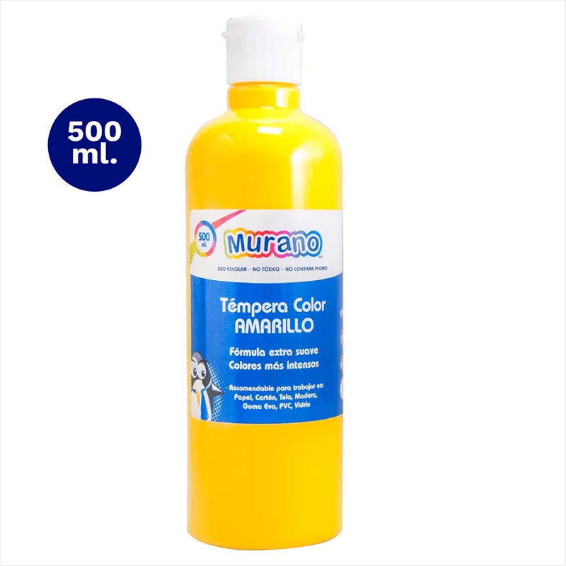 Tempera Color Amarillo  500 Ml Murano