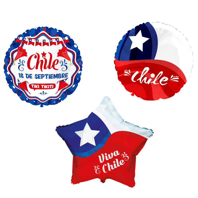 Globo Meta�lico Chile 3 Diseños Big Party