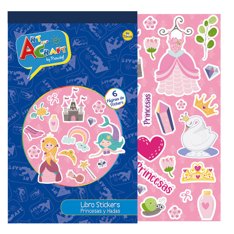 Libro Stickers 6 Paginas Princesas Y Hadas Art & Craftt