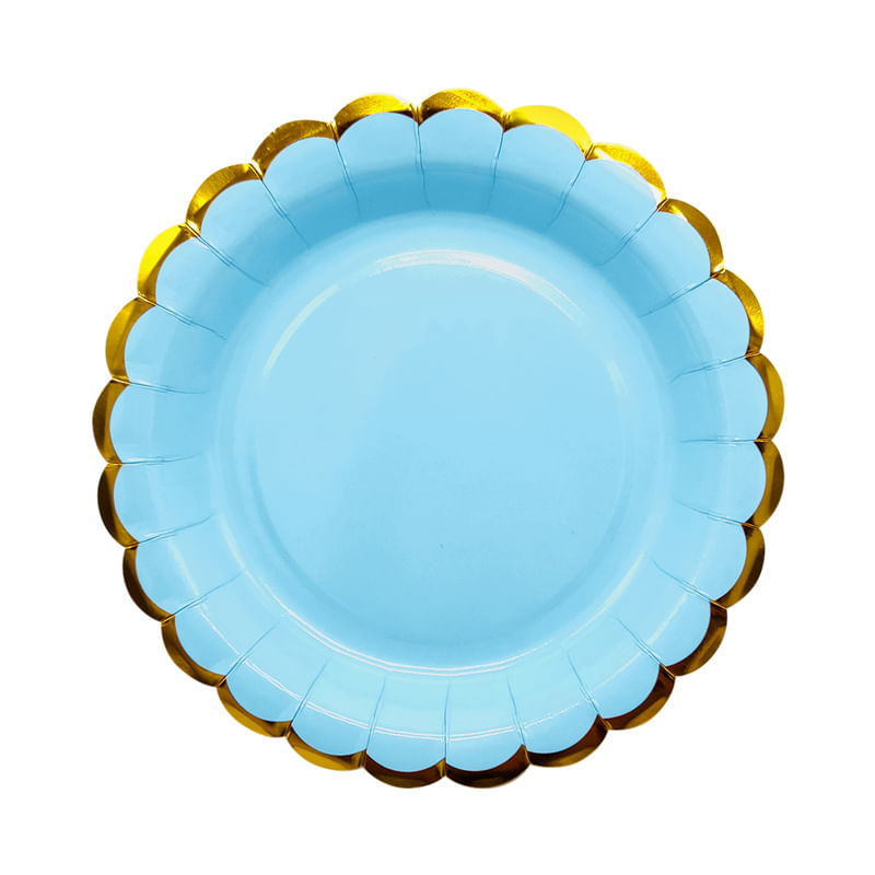 Plato Carton N°7 Celeste Pastel 6 Unidades Fiestamania SKU: 543919