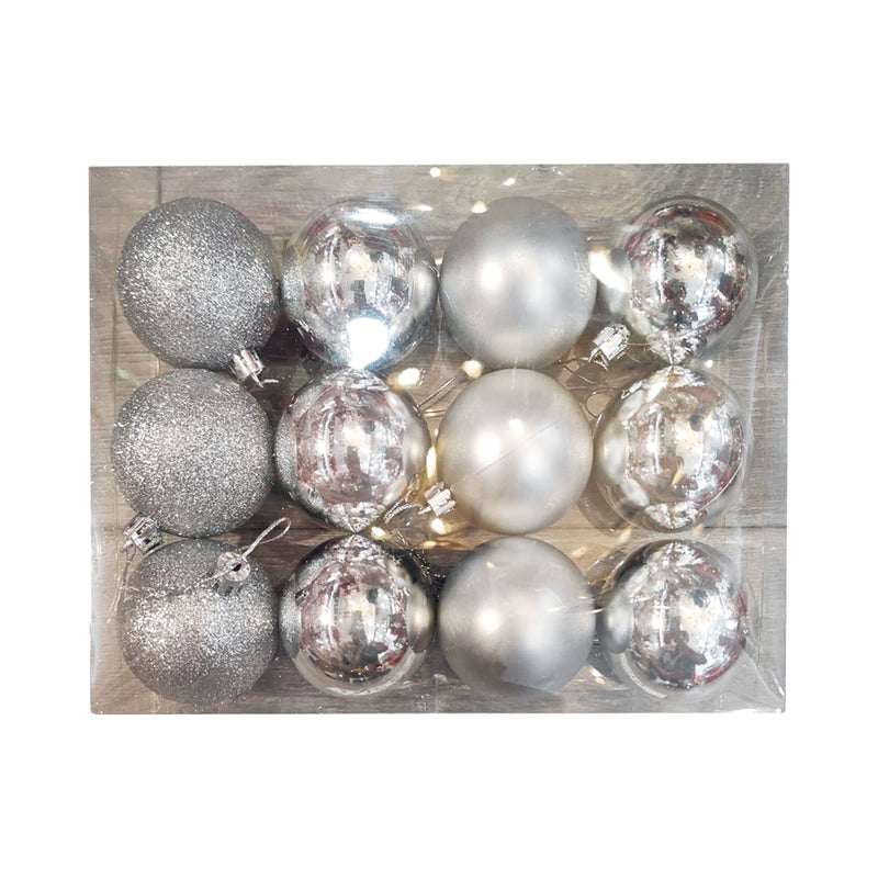 Set 12 Esferas 6 Cm Plateado Big Party