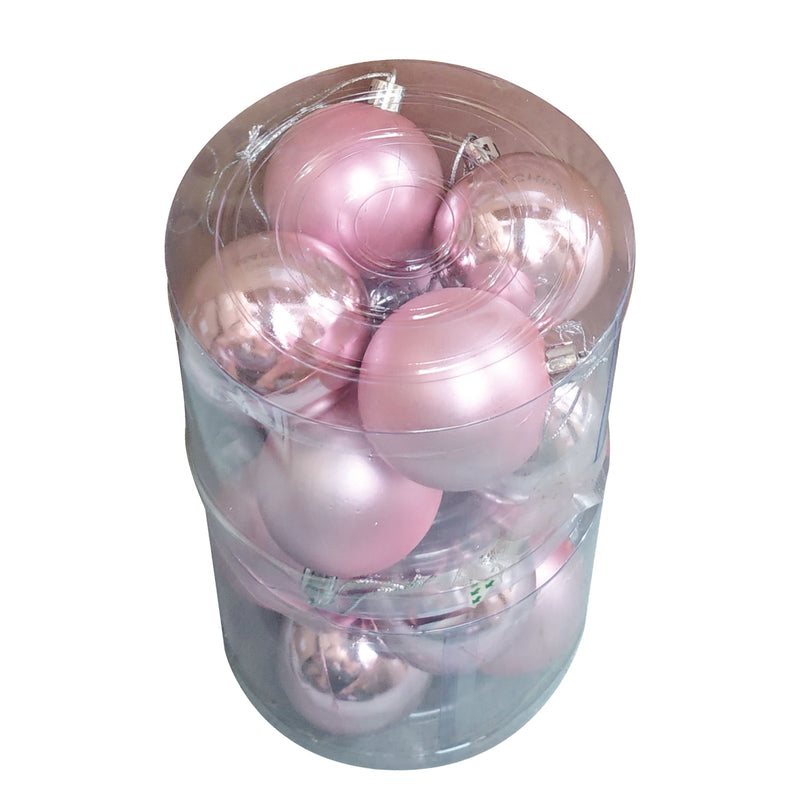 Set Esferas Rosado Glitter 6Cm 8 Pcs Big Party