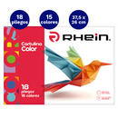 Carpeta Con Papel Cartulina 18 Pliegos 15 Colores Rhein