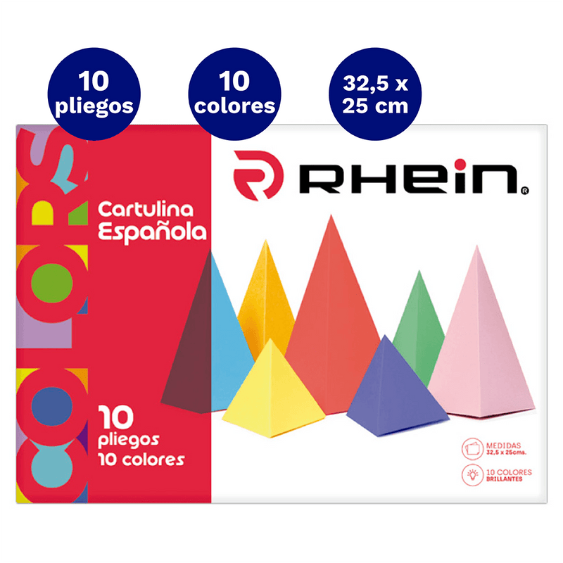 Carpeta Con Papel Cartulina Española 10 Pliegos 10 Colores Rhein