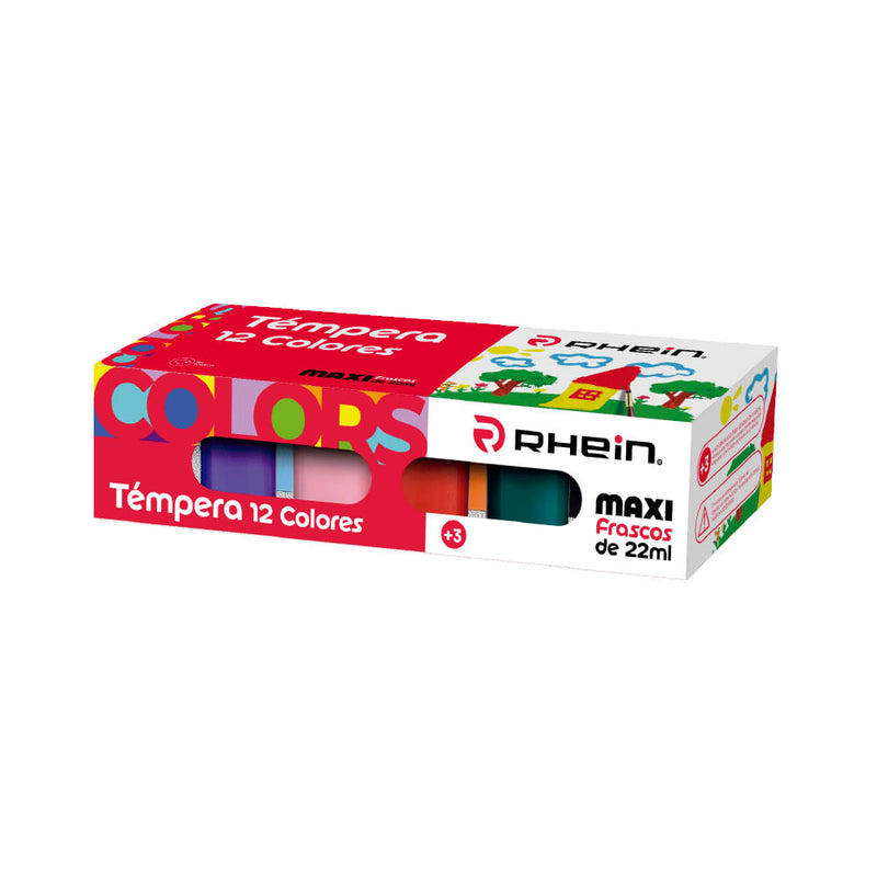 Tempera Lavable 12 Colores 22 ml Rhein