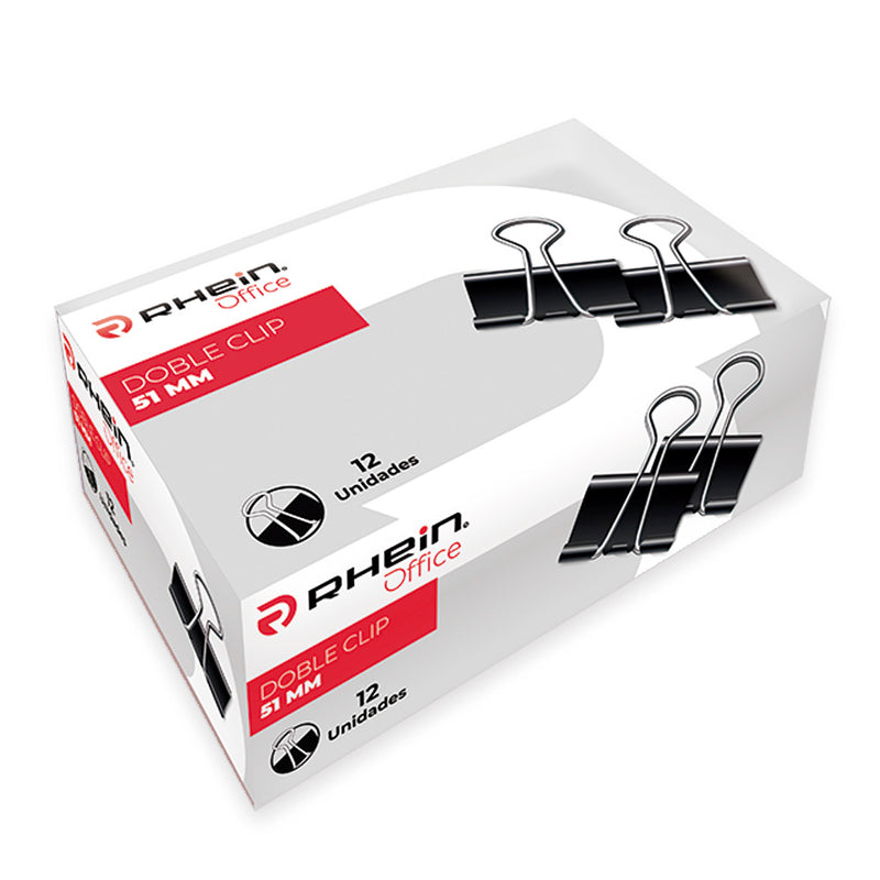 Clip Doble Negro 51 Mm Metalico Rhein