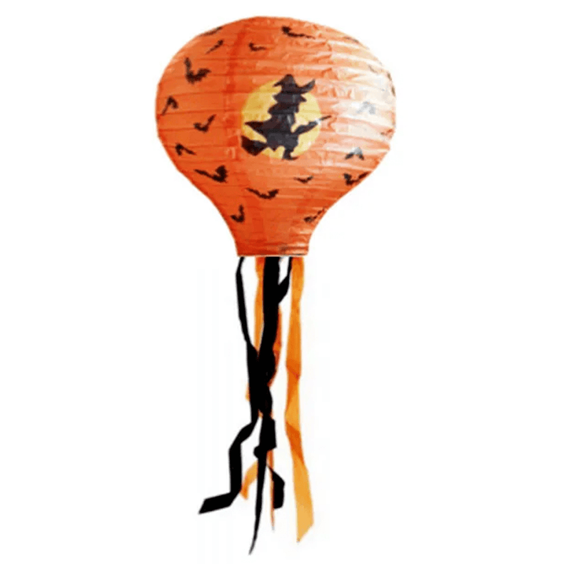 Farol De Papel Naranja Con Flecos 30 Cm Glam