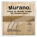 Palos De Helados Madera Natural Jumbo 50 Unidades Murano