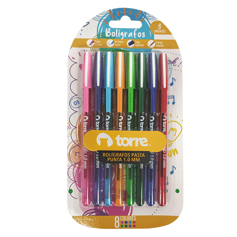 Set 8 Lapices Pasta 1.0 Mm Color Fun Torre